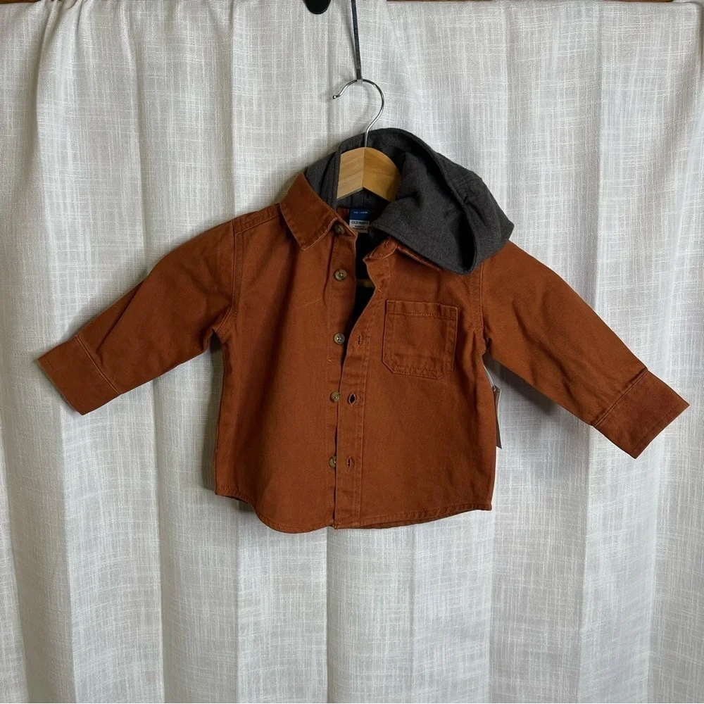 Orange Shirt and Gray Jacket Set with Beanie size 12 months baby bundle